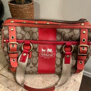 Coach purse handbag with red